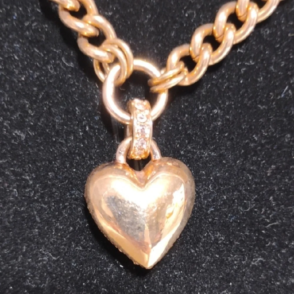 Juicy Couture Vtg Gold-Tone Pave Heart Pendant Chain Necklace - Picture 3 of 13